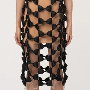 Black Bow Mesh Overlay Skirt